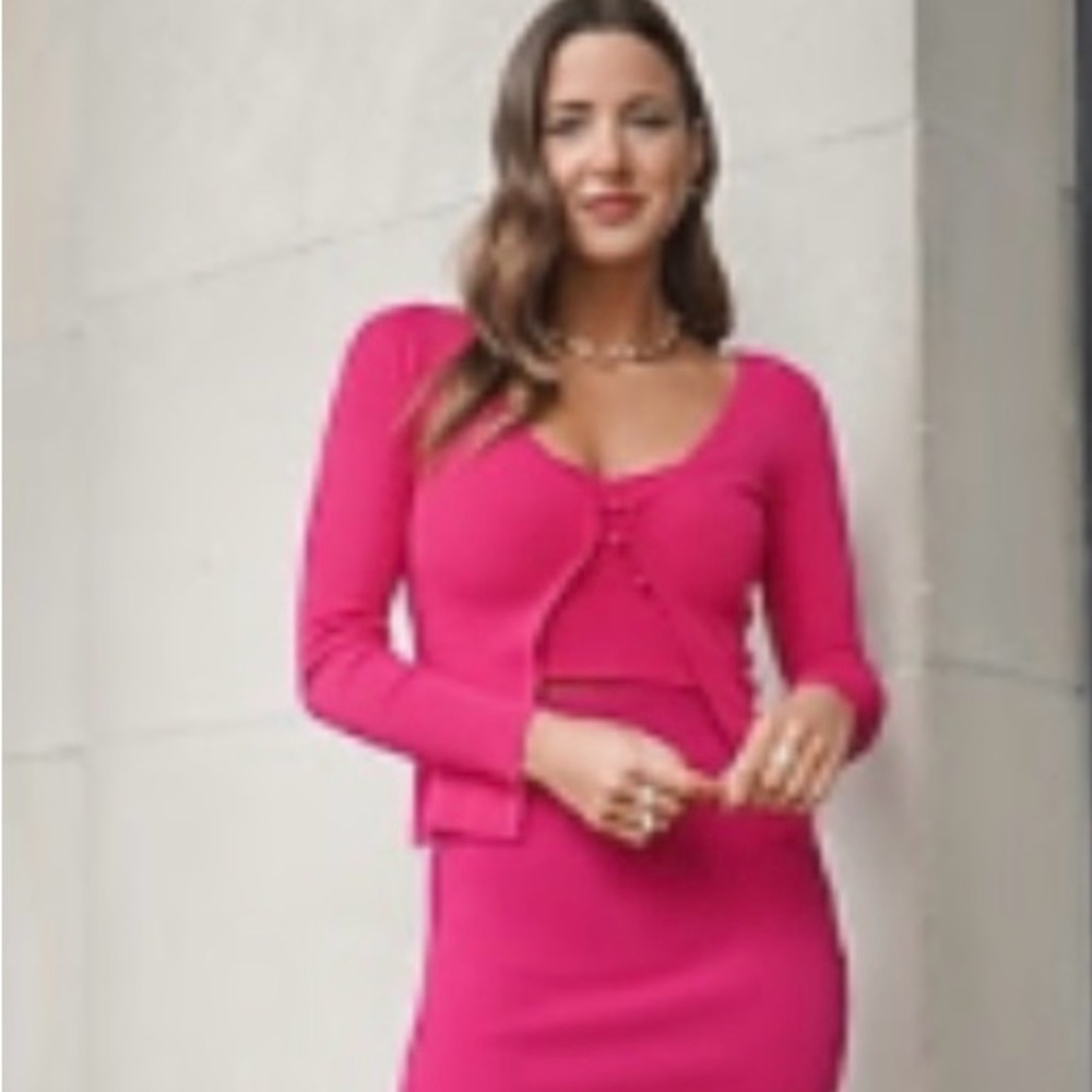 Express Fuchsia Sweater Cardigan and Cami Set